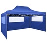 vidaXL Tente de réception pliable avec 3 parois 3x4 m Acier Bleu