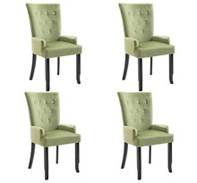 Vidaxl chaise de salle à manger et accoudoirs 4 pièces vert clair velours