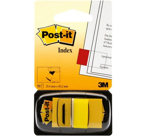 Marque-pages souples 25 x 43 2 mm - 50 index jaune (paquet 50 unités)