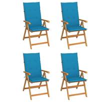 Vidaxl chaises de jardin 4 pcs avec coussins bleu bois de teck