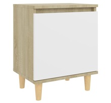 Vidaxl table de chevet pieds en bois blanc et chêne sonoma 40x30x50 cm