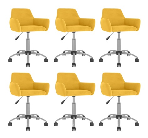 Vidaxl chaises pivotantes de salle à manger 6 pièces jaune velours