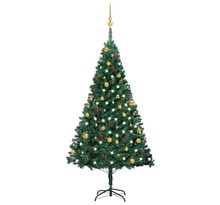 vidaXL Arbre de Noël artificiel pré-éclairé et boules vert 180 cm PVC