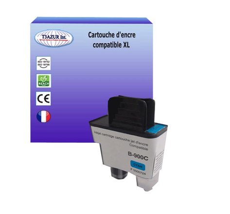 Cartouche compatible avec Brother LC900 pour Brother FAX 1835C, FAX 1840C, FAX 1940CN, FAX 2440C - Cyan – T3AZUR