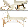 Tectake Table de massage pliante 3 zones bois 10 cm d'épaisseur ovale + rouleaux - beige