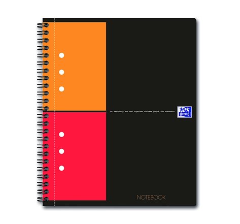 Cahier notebook spirale a5+ 160 p perforées 80g 5x5 couverture rigide gris oxford