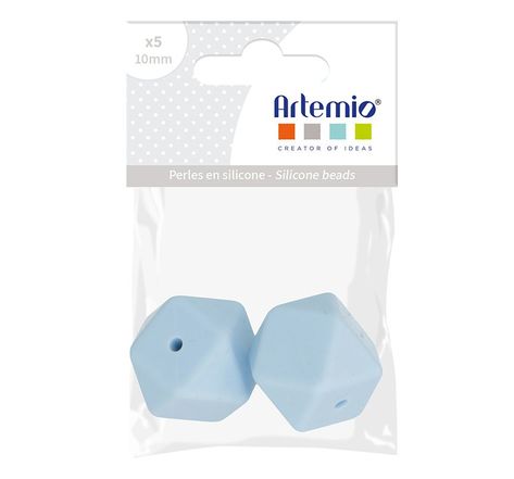 2 perles silicone hexagonales - 17 mm - bleu pastel