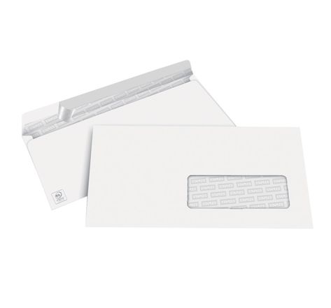 Enveloppe blanche premium dl 210 x 110 mm 100g avec fenêtre - bande autoadhésive (boîte 500 unités)