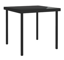Vidaxl table à dîner d'extérieur noir 80x80x72 cm verre et acier