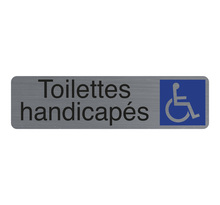 Plaque Adhésive Imitation Aluminium Toilettes Handicapés 16 5x4 4 Cm - Gris - Exacompta