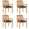 Vidaxl chaises de jardin empilables avec coussins 4 pcs teck solide