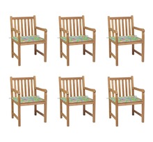 Vidaxl chaises de jardin 6 pièces et coussins motif feuilles bois de teck