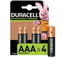Duracell piles rechargeables aaa 900 mah  lot de 4 piles