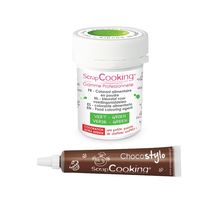 Stylo chocolat + colorant alimentaire en poudre vert