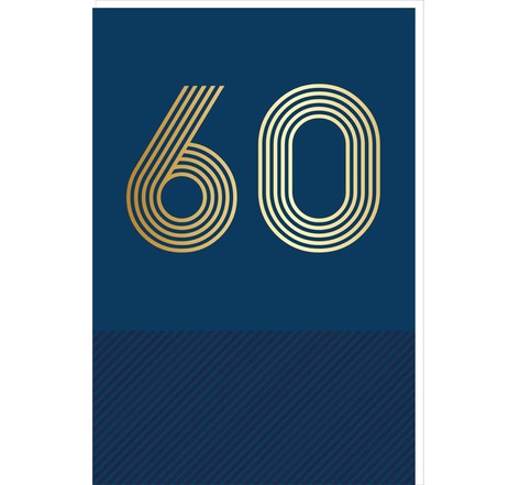 Carte D'anniversaire 60 Ans En Or - Bleu Marine - A Message - Pour Homme Et Femme - 11 5 X 17 Cm - Draeger paris