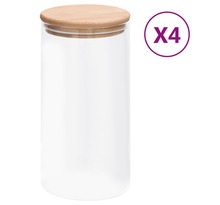 vidaXL Pots de conservation en verre couvercle en bambou 4 Pièces 1200 ml