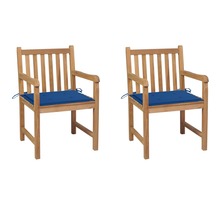 Vidaxl chaises de jardin 2 pcs avec coussins bleu royal teck massif