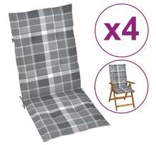 vidaXL Coussins de chaise jardin à dossier haut lot de 4 carreaux gris