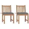 Vidaxl chaises de jardin 2 pcs avec coussins bois de teck massif