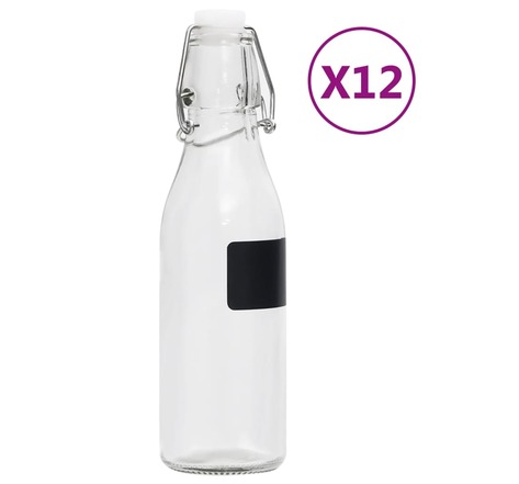 vidaXL Bouteilles en verre avec bouchon clipsable 12 Pièces Rond 250 ml