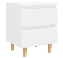 Vidaxl table de chevet avec pieds en pin blanc brillant 40x35x50 cm