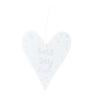 Pendentif cœur en bois blanc et écriture argentée - best day ever