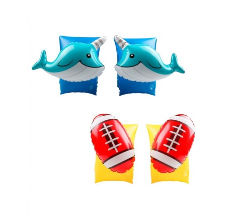 2 x brassards gonflables de natation enfants 3-6 ans  flotteurs piscine & plage - pack duo dauphin rugby