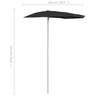 Vidaxl demi-parasol de jardin avec mât 180x90 cm noir