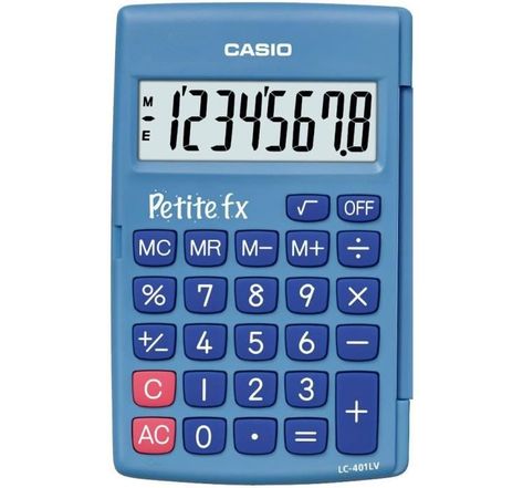 CASIO Petite FX bleue. Calculatrice adapté au primaire LC-401LV-BU.