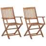 Vidaxl chaises pliables d'extérieur 2 pcs bois d'acacia solide