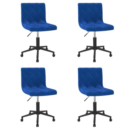 Vidaxl chaises pivotantes à manger lot de 4 bleu velours