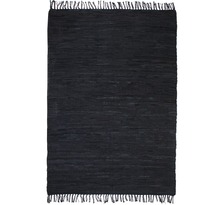 Vidaxl tapis chindi cuir tissé à la main 160 x 230 cm noir