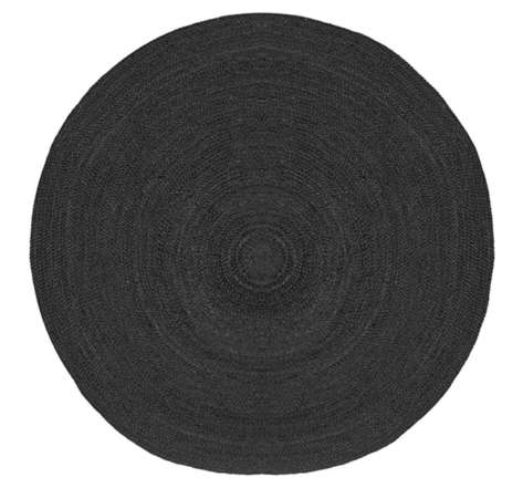 Label51 tapis jute rond 180x180 cm xxl noir