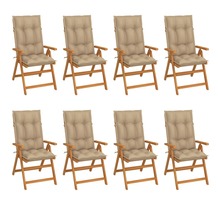 Vidaxl chaises inclinables de jardin avec coussins 8 pièces teck solide