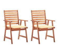 Vidaxl chaises à dîner d'extérieur 2 pcs avec coussins acacia massif