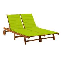 Vidaxl chaise longue de jardin 2 places avec coussins acacia solide