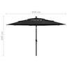 Vidaxl parasol à 3 niveaux avec mât en aluminium noir 3 5 m