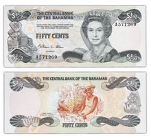 Billet de collection 50 cents 1984 bahamas - neuf - p42 - 1/2 dollars