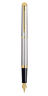 WATERMAN Hemisphere stylo plume, acier inoxydable, plume moyenne,  attributs dorés, Coffret cadeau