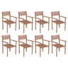 Vidaxl chaises de jardin empilables 8 pièces bois de teck solide