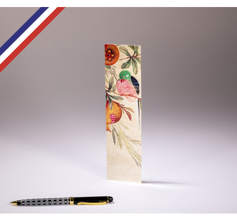 Marque-page créé et imprimé en France - Oiseau et fruits