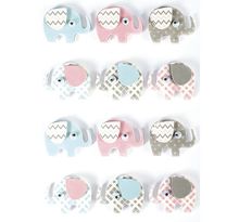 12 stickers 3d - elephants 4,3 cm