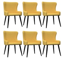 Vidaxl chaises à manger lot de 6 jaune tissu