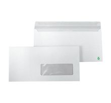 Enveloppe papier vélin blanc, format dl, 110 x 220 mm, avec fenêtre, 80 g/m² fermeture autocollante, blanc (paquet 500 unités)