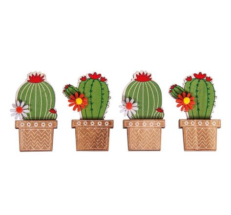 4 autocollants en bois cactus 6 1 cm