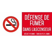 Autocollant vinyl - Défense de fumer dans l'ascenseur - L.200 x H.100 mm UTTSCHEID