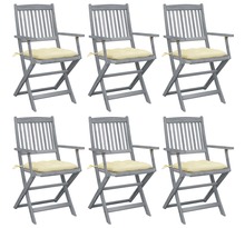 Vidaxl chaises pliables d'extérieur 6 pcs avec coussins bois d'acacia