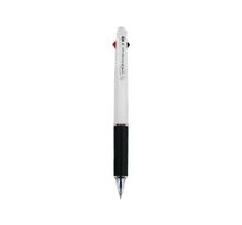 stylo roller rétractable Jetstream 3 couleurs d'écriture, pointe moyenne de 1 mm, corps blanc, couleurs d’écriture : noir, bleu et rouge