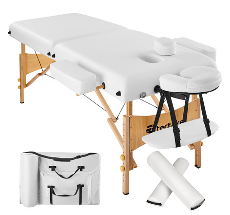 Tectake Table de massage Pliante 2 Zones 7,5 cm d'épaisseur - blanc