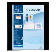 Classeur personnalisable Kreacover A4 Maxi 4 Ax Diam 25 mm Dos 47 mm Noir EXACOMPTA